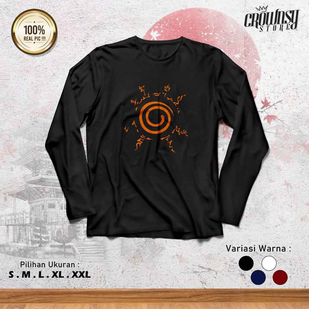Uzumaki Seals Long Sleve Combed 30S warna hitam