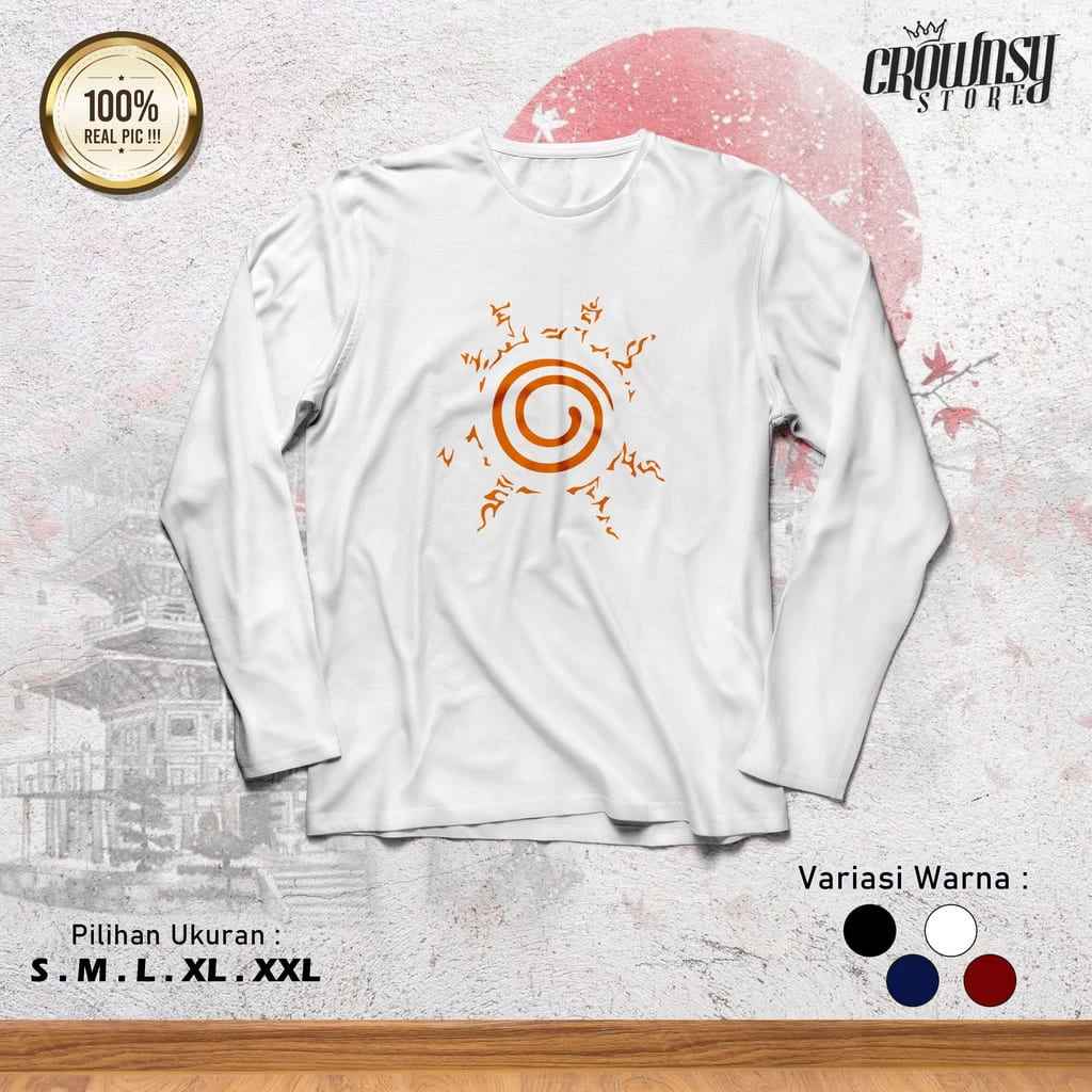 Uzumaki Seals Long Sleve Combed 30S warna putih